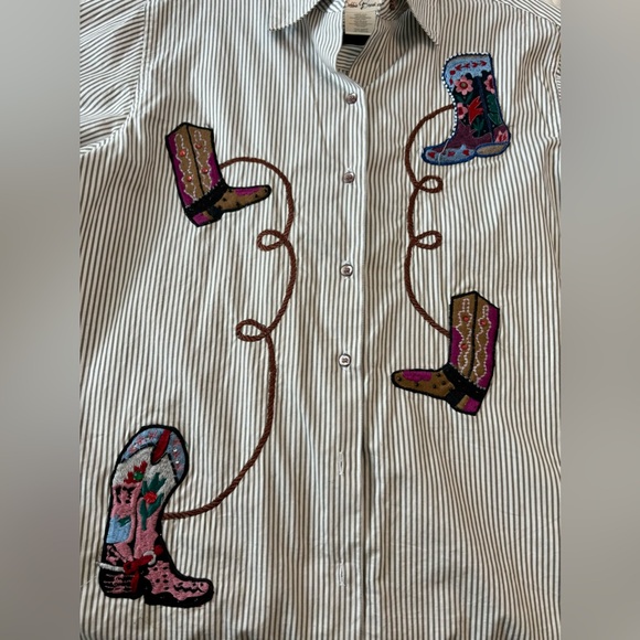 BOBBY BROOKS WESTERN COWBOY SHIRT WITH EMBROIDERY ON FRONT. - Picture 3 of 8